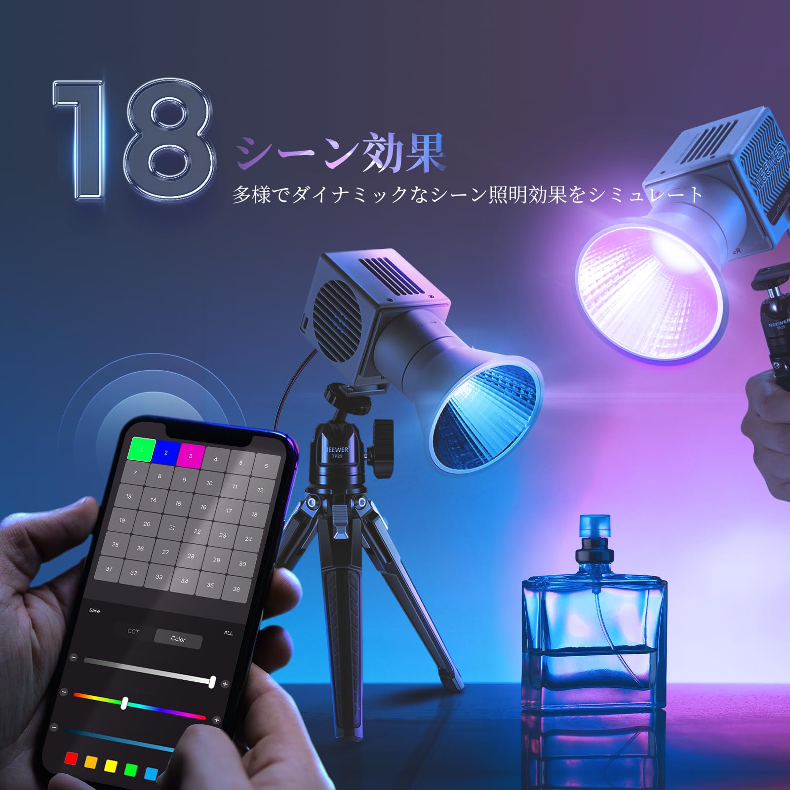 Amazon | NEEWER HS60C Pro RGB LED ビデオライト 撮影用ライト 小型